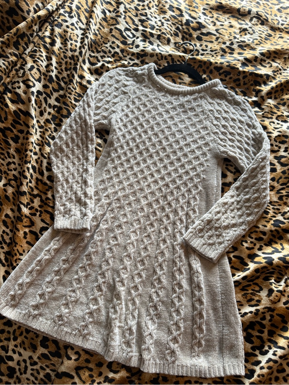Love Squared Cream Cable Knit A-Line Sweater Dress
